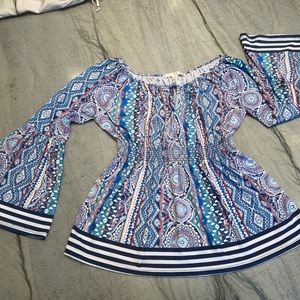 Colorful Tunic style top with elasticized empire style waist